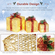 VINGLI 3/4/5 PCS Christmas Lighted Gift Boxes Set with Plug