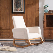 VINGLI High Back Upholstered Lounge Rocking Chair with Side Pocket