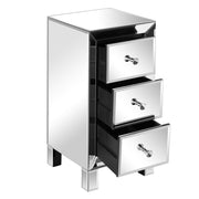 VINGLI Silver Mirrored Narrow Nightstand with 3-Drawer