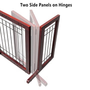 VINGLI 71" Wooden Freestanding Pet Gates Indoor Dogs Safety Fence