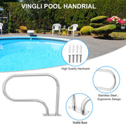 Vingli Stainless Steel Pool Ladder Handrail – Non-Slip Grip