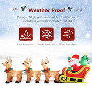 VINGLI 7/10 FT Long Inflatable Santa Claus on Sleigh With 2/3 Reindeer Christmas Decoration with LED Lights and Electric Blower