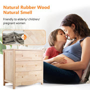 VINGLI Wood Dresser with 3 Drawer Natural Solid Wood Chest