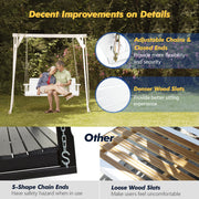 VINGLI 5FT Patio Wooden Porch Swing Heavy Duty 880 LBS Swing Chair Bench with Hanging Chains