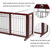 VINGLI 71" Wooden Freestanding Pet Gates Indoor Dogs Safety Fence