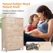 VINGLI Wood Dresser with 6 Drawer Natural Spacious Storage Chests