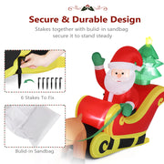 VINGLI 7/10 FT Long Inflatable Santa Claus on Sleigh With 2/3 Reindeer Christmas Decoration with LED Lights and Electric Blower