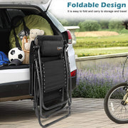 VINGLI 2 Sets Upgraded Zero Gravity Chairs Outdoor Folding Lounge Chairs Black/ Grey/ Blue/ Brown