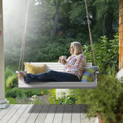 VINGLI 5FT Patio Wooden Porch Swing Heavy Duty 880 LBS Swing Chair Bench with Hanging Chains