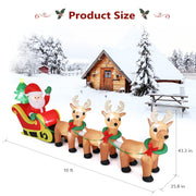 VINGLI 7/10 FT Long Inflatable Santa Claus on Sleigh With 2/3 Reindeer Christmas Decoration with LED Lights and Electric Blower