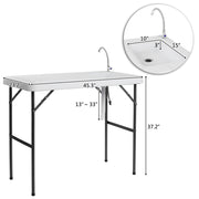 VINGLI Outdoor Folding Fish Cleaning Table with Sink