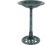 VINGLI 28in Antique Copper Pedestal Bird Bath Copper/Green