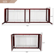 VINGLI 71" Wooden Freestanding Pet Gates Indoor Dogs Safety Fence