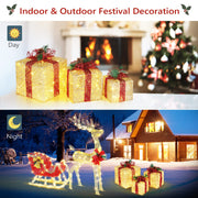 VINGLI 3/4/5 PCS Christmas Lighted Gift Boxes Set with Plug