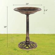 VINGLI 28in Antique Copper Pedestal Bird Bath Copper/Green