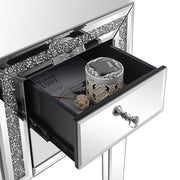 VINGLI Silver Mirrored Nightstand with 2-Drawer