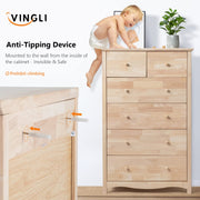 VINGLI Wood Dresser with 6 Drawer Natural Spacious Storage Chests