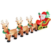 VINGLI 7/10 FT Long Inflatable Santa Claus on Sleigh With 2/3 Reindeer Christmas Decoration with LED Lights and Electric Blower