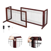 VINGLI 71" Wooden Freestanding Pet Gates Indoor Dogs Safety Fence