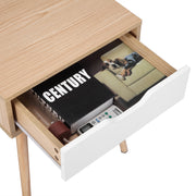 VINGLI Wood Nightstand Nature End Side Table with Drawer