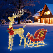 VINGLI 1/2/3 Piece Lighted Christmas Reindeer Family Set Outdoor Yard Decoration White/Gold/Brown