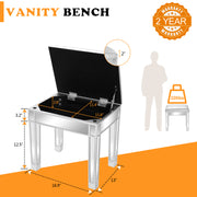 VINGLI Mirrored Vanity Stools with Storage Vanity Chairs Makeup Stool