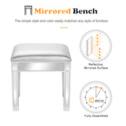 VINGLI Mirrored Vanity Stools with Storage Vanity Chairs Makeup Stool