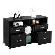 VINGLI 4-Drawer Wood File Cabinet with Shelves Mobile Black/White/Brown/Greige/Walnut