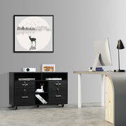 VINGLI 4-Drawer Wood File Cabinet with Shelves Mobile Black/White/Brown/Greige/Walnut