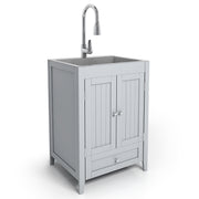 VINGLI 24 Inch Kitchen Sink Laundry Sink with Pull Out Sprayer Faucet