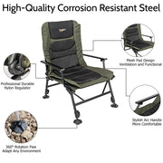 VINGLI Heavy Duty Fishing Chair with Footrest 440Ibs Camping Chairs