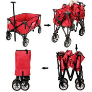 VINGLI Outdoor Portable Folding Wagon Red/ Blue