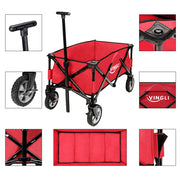 VINGLI Outdoor Portable Folding Wagon Red/ Blue