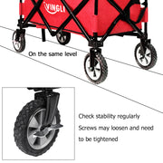 VINGLI Outdoor Portable Folding Wagon Red/ Blue