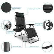 VINGLI 2 Sets Upgraded Zero Gravity Chairs Outdoor Folding Lounge Chairs Black/ Grey/ Blue/ Brown