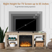 VINGLI 65" Fireplace TV Stand with 1500W Electric Oak Gray