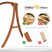 VINGLI Outdoor Patio Porch Wooden Swing Frame Heavy Duty 1000Ibs