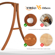 VINGLI Outdoor Patio Porch Wooden Swing Frame Heavy Duty 1000Ibs