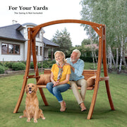 VINGLI Outdoor Patio Porch Wooden Swing Frame Heavy Duty 1000Ibs