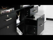 VINGLI 4-Drawer Wood File Cabinet with Shelves Mobile Black/White/Brown/Greige/Walnut