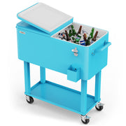 VINGLI 80 QT Rolling Ice Chest Cooler Car Outdoor Patio Wagon Cooling Bins