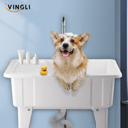 VINGLI Spacious White Utility Sink Laundry Tub with Stainless Steel Faucet