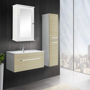 VINGLI Mirrored Bathroom Cabinet Wall Mount Storage Cabinet with Single Door White