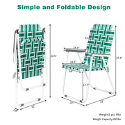 VINGLI Portable Patio Lawn Folding Webbed Chairs for Outdoor Camping Green/Blue