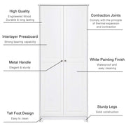 VINGLI Kitchen Storage Cabinet Pantry Cabinet with 2 Doors White