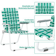 VINGLI Portable Patio Lawn Folding Webbed Chairs for Outdoor Camping Green/Blue
