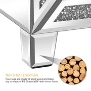 VINGLI Mirrored Nightstand 3 Drawer Glass Accent End Bedside Table