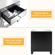 VINGLI Mirrored Nightstand 3 Drawer Glass Accent End Bedside Table