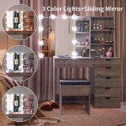 VINGLI Mirror and Lights Makeup Vanity Table Set Vanity Desk with Stool