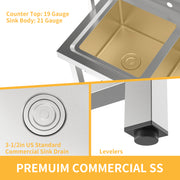VINGLI 67in 2-Compartment Commercial Sink 304 Stainless Steel Utility Sink with Shelves